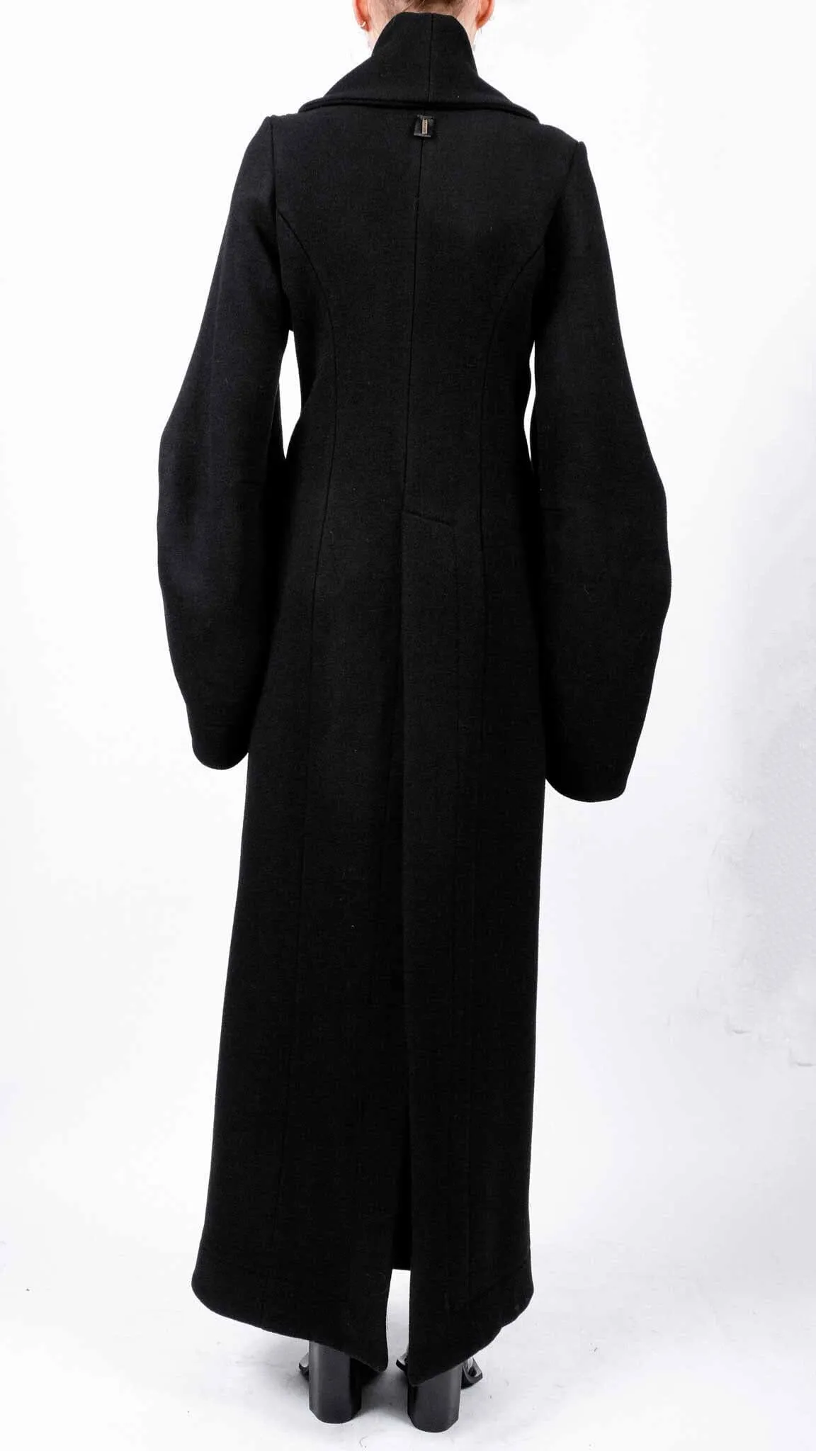 Maxi Wool Coat with Sleeve Detail
