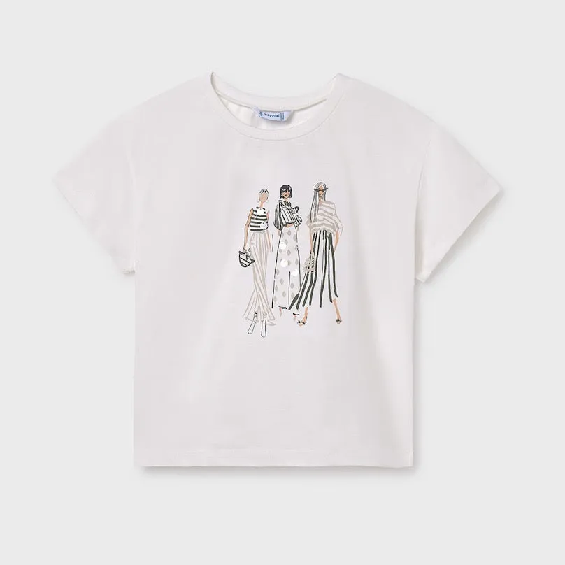 Mayoral Older Girls T-Shirt 6030 Natural Fashion