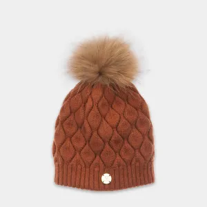 MDB Couture Women's Fur Pom Pom Beanie