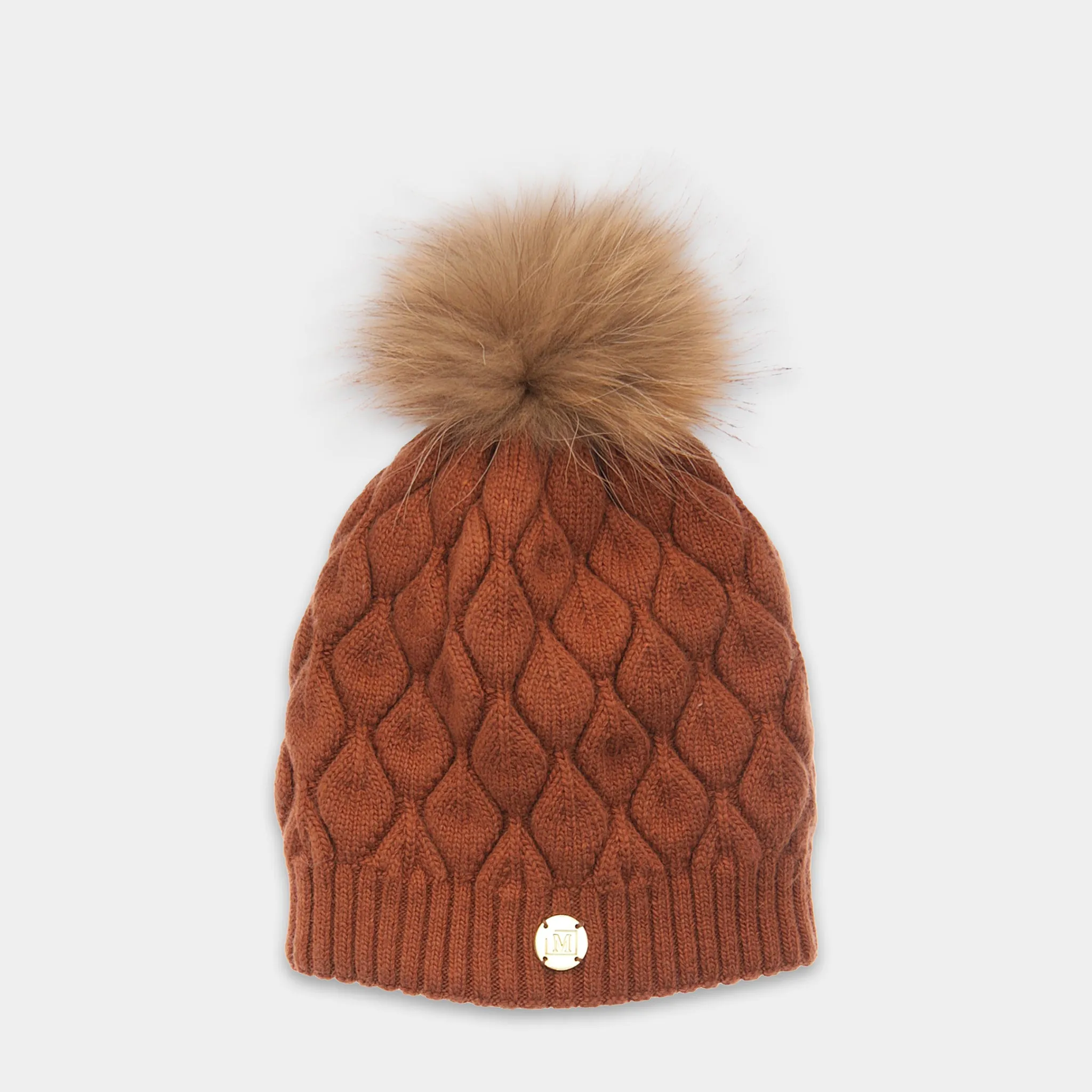 MDB Couture Women's Fur Pom Pom Beanie