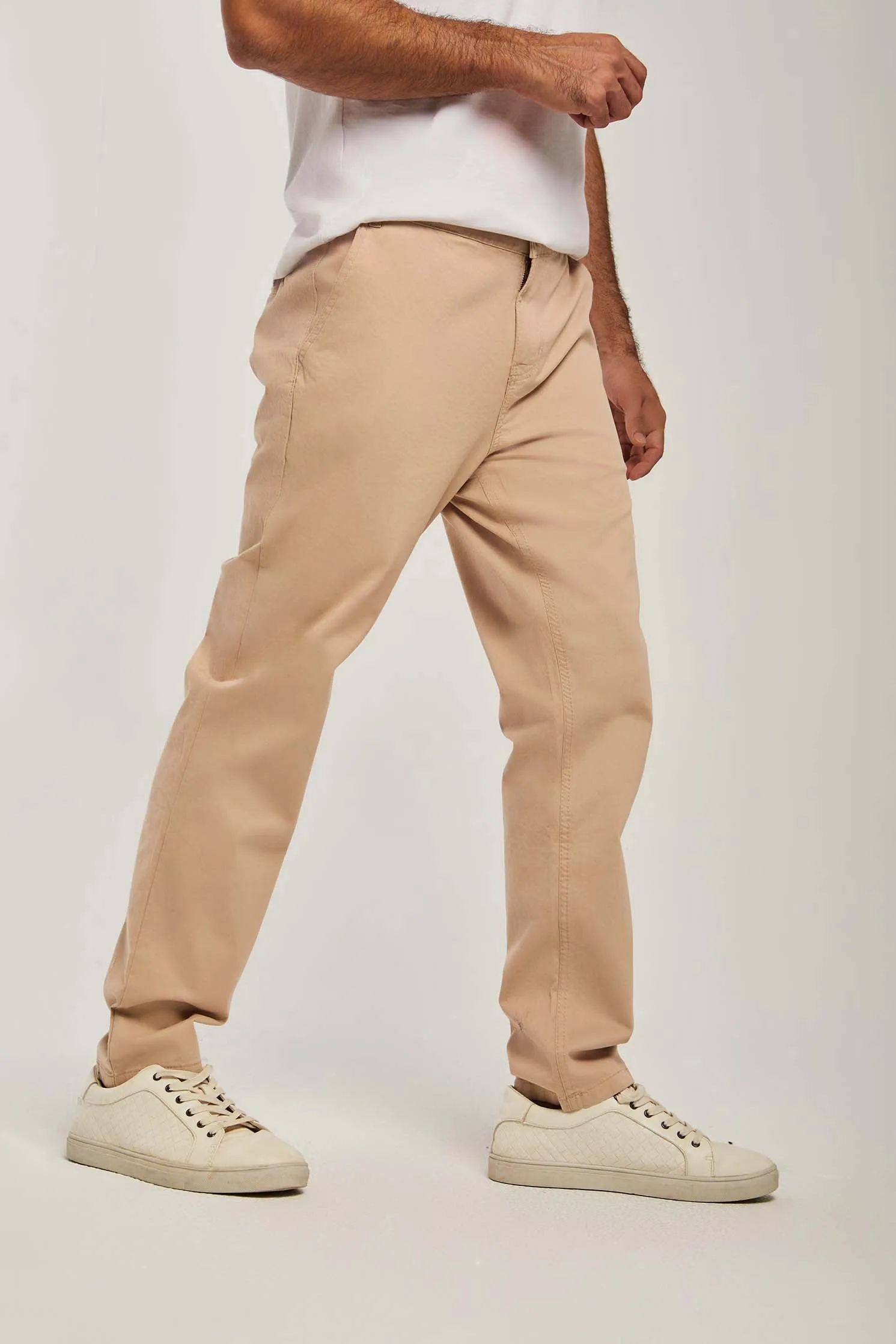 Men Pants Slim Chino Beige