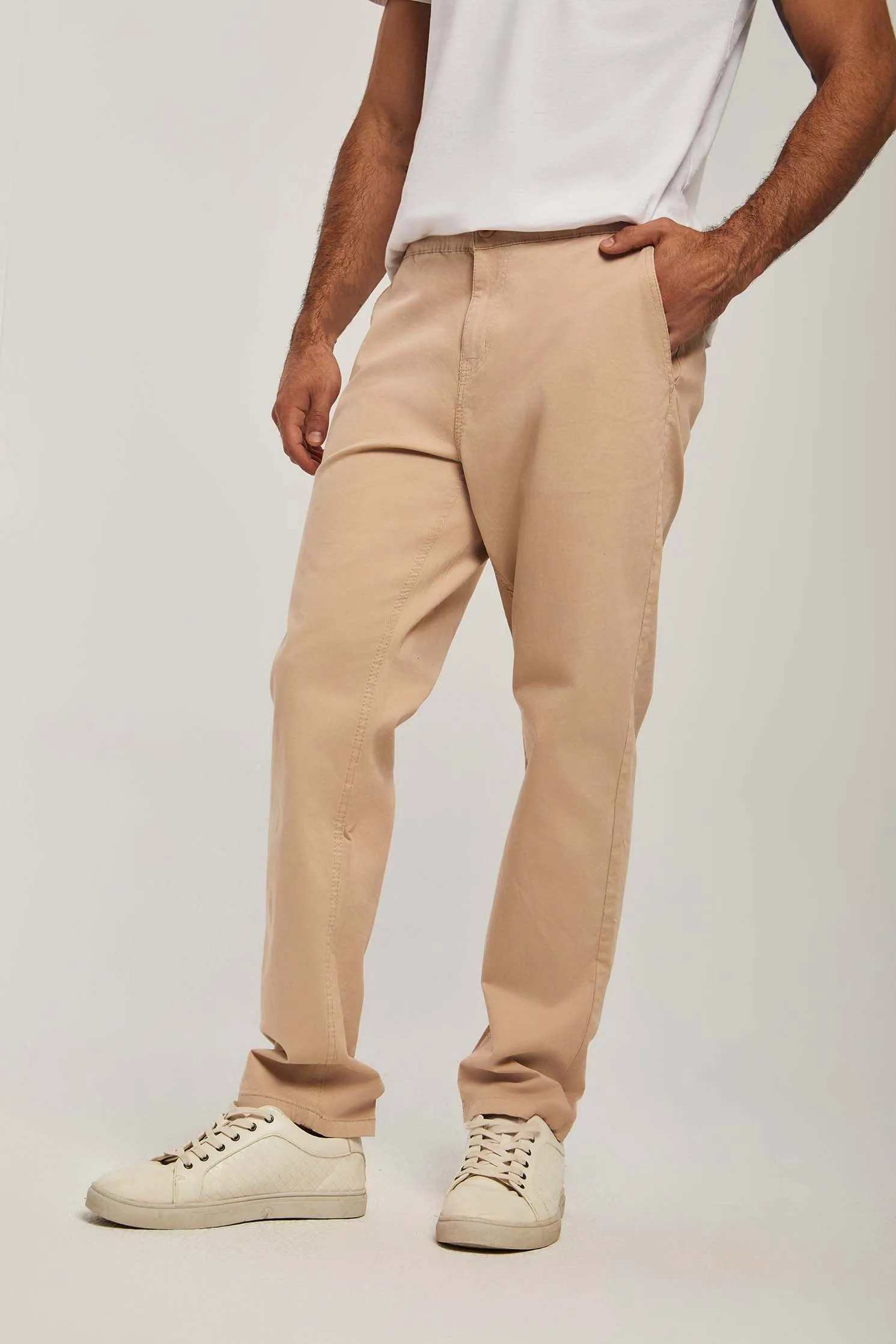 Men Pants Slim Chino Beige