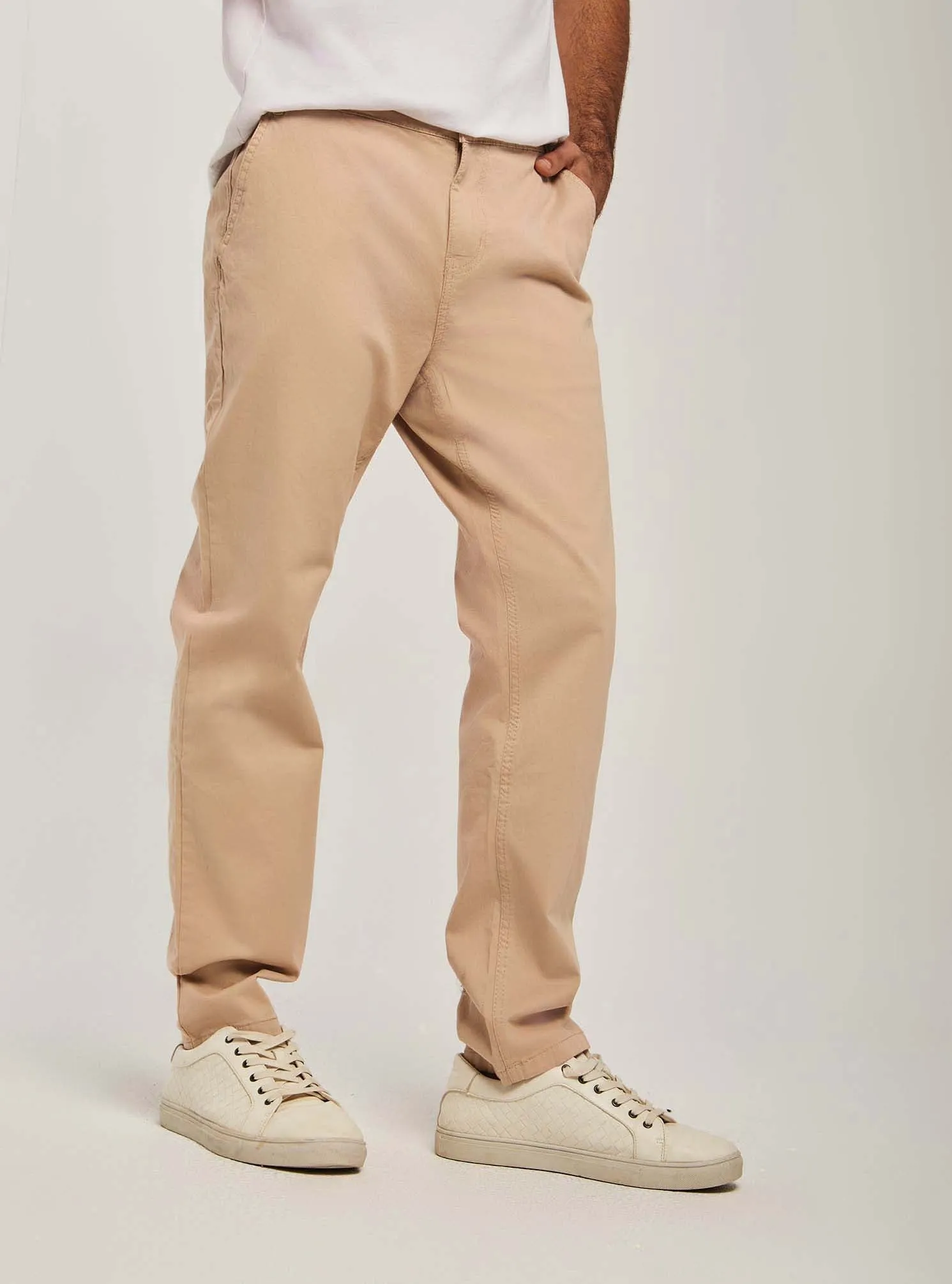 Men Pants Slim Chino Beige