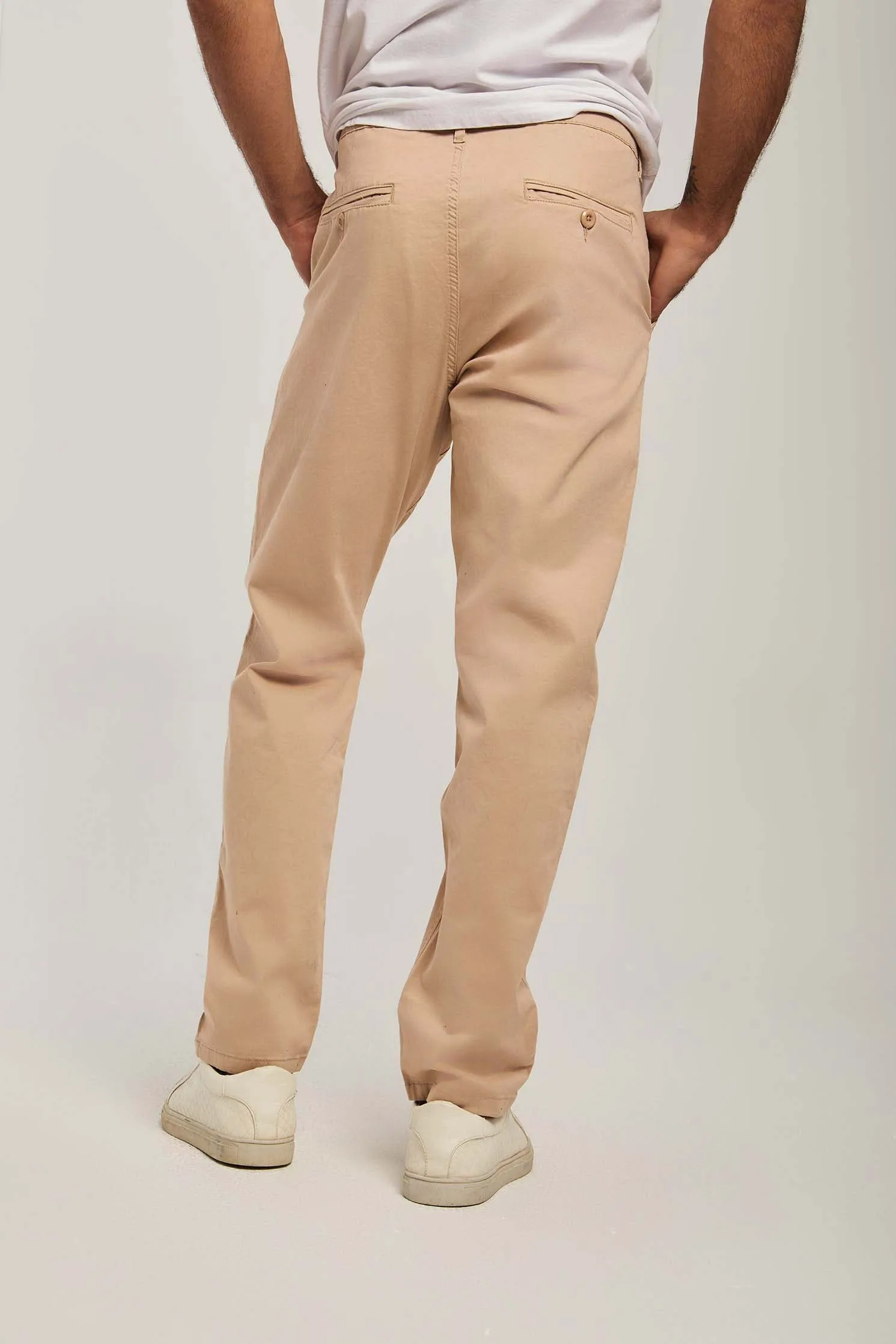 Men Pants Slim Chino Beige