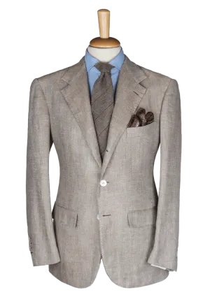 Men's Beige Herringbone Linen Sport Coat