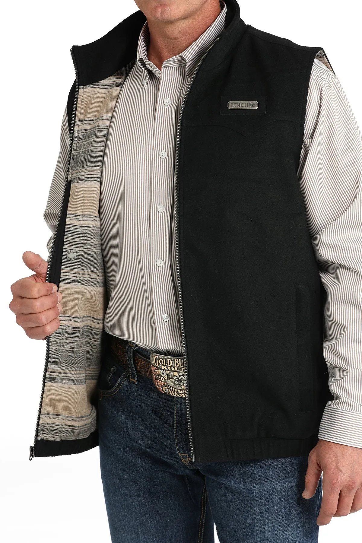 MENS BLACK WOOL CONCEALED CARRY VEST