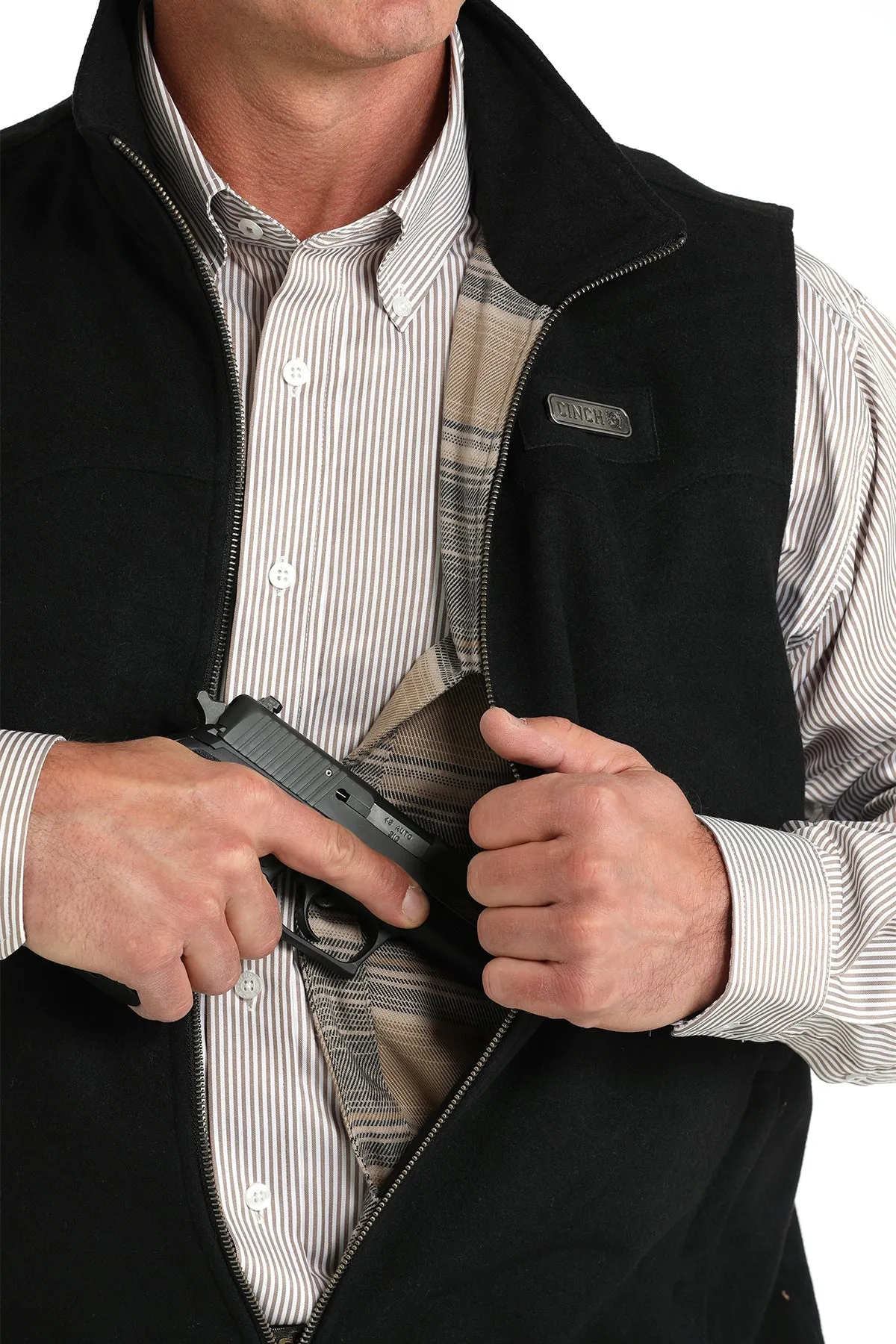 MENS BLACK WOOL CONCEALED CARRY VEST