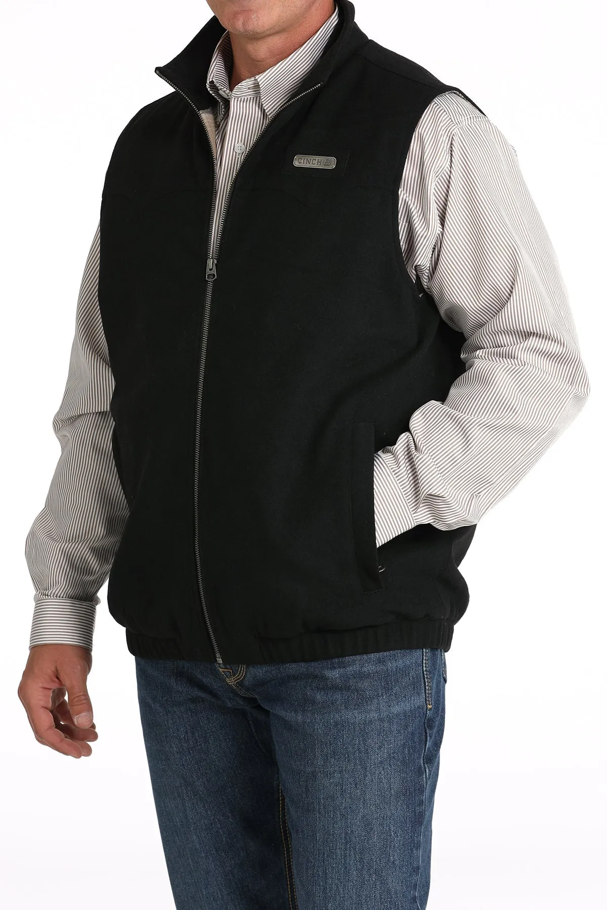 MENS BLACK WOOL CONCEALED CARRY VEST
