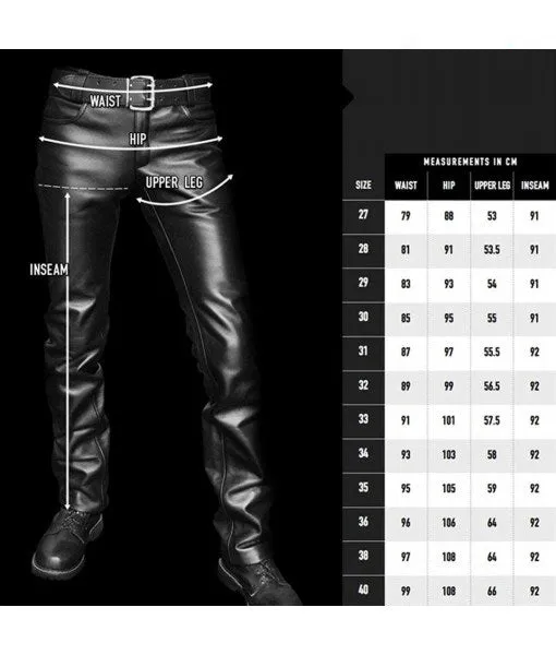 Men’s Cowhide Leather Carpenter Pants Bikers Pants Slim Fit Bikers / Carpenter Pants