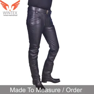 Men’s Cowhide Leather Carpenter Pants Bikers Pants Slim Fit Bikers / Carpenter Pants