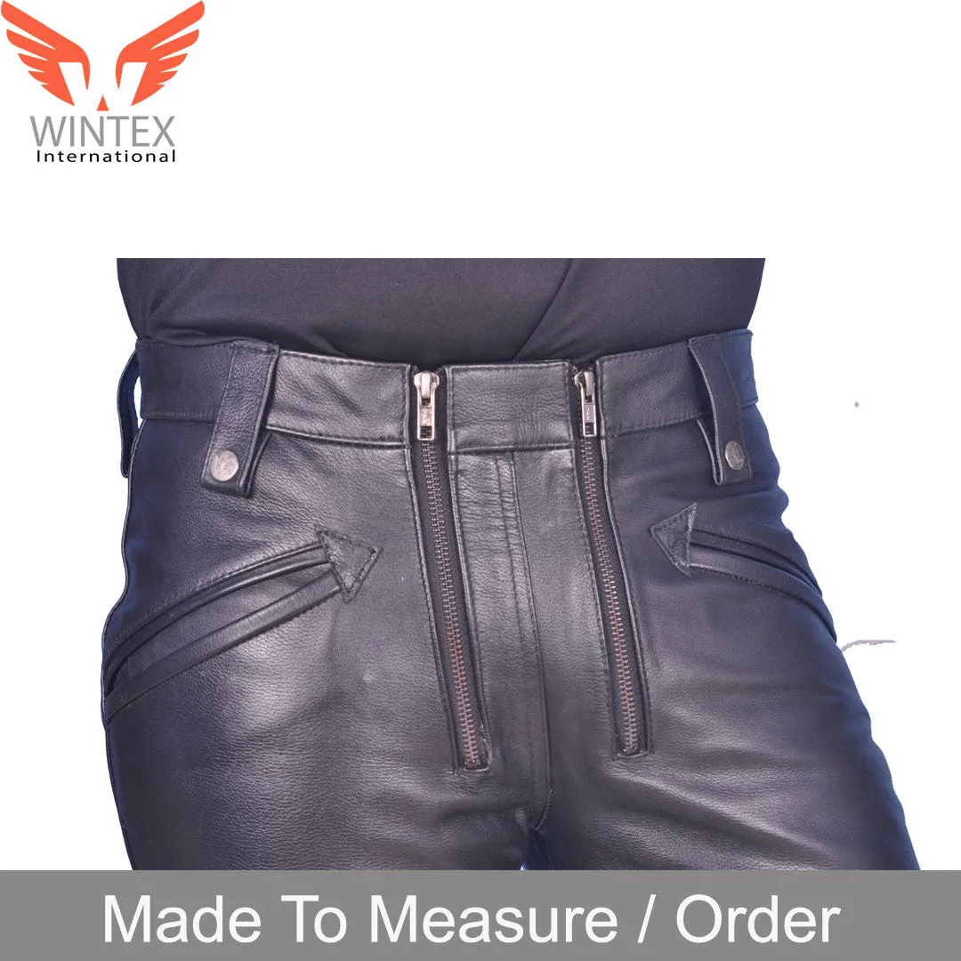 Men’s Cowhide Leather Carpenter Pants Bikers Pants Slim Fit Bikers / Carpenter Pants