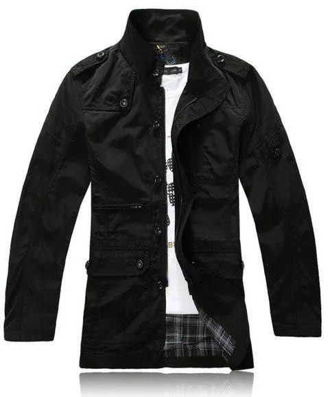 Men's Military Style Button Up Standing Collar Coat Up To 4XL