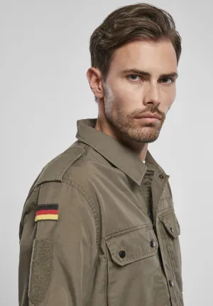 Men's Olive Military Style Button Up Long Sleeve Shirt