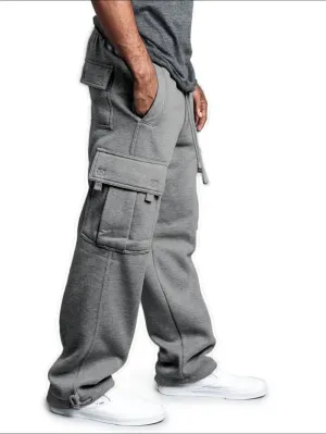 Men's Plus Size Drawstring Pants with Cargo Pockets