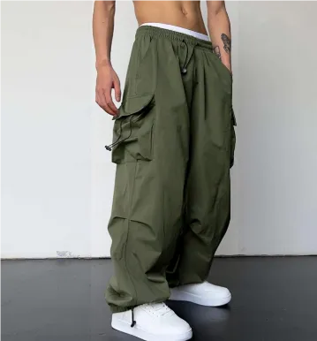Men's Wide Leg Multi Pockets Baggy Pants | Streetwear