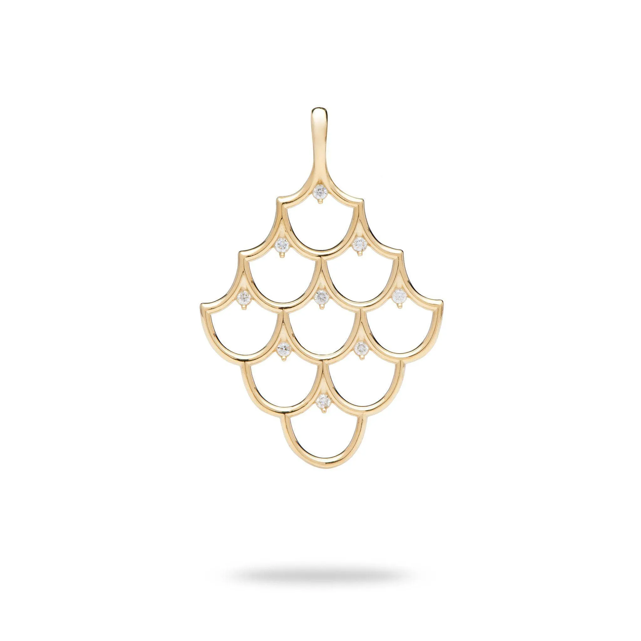 Mermaid Scales Pendant in Gold with Diamonds - 35mm
