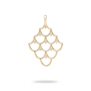 Mermaid Scales Pendant in Gold with Diamonds - 35mm