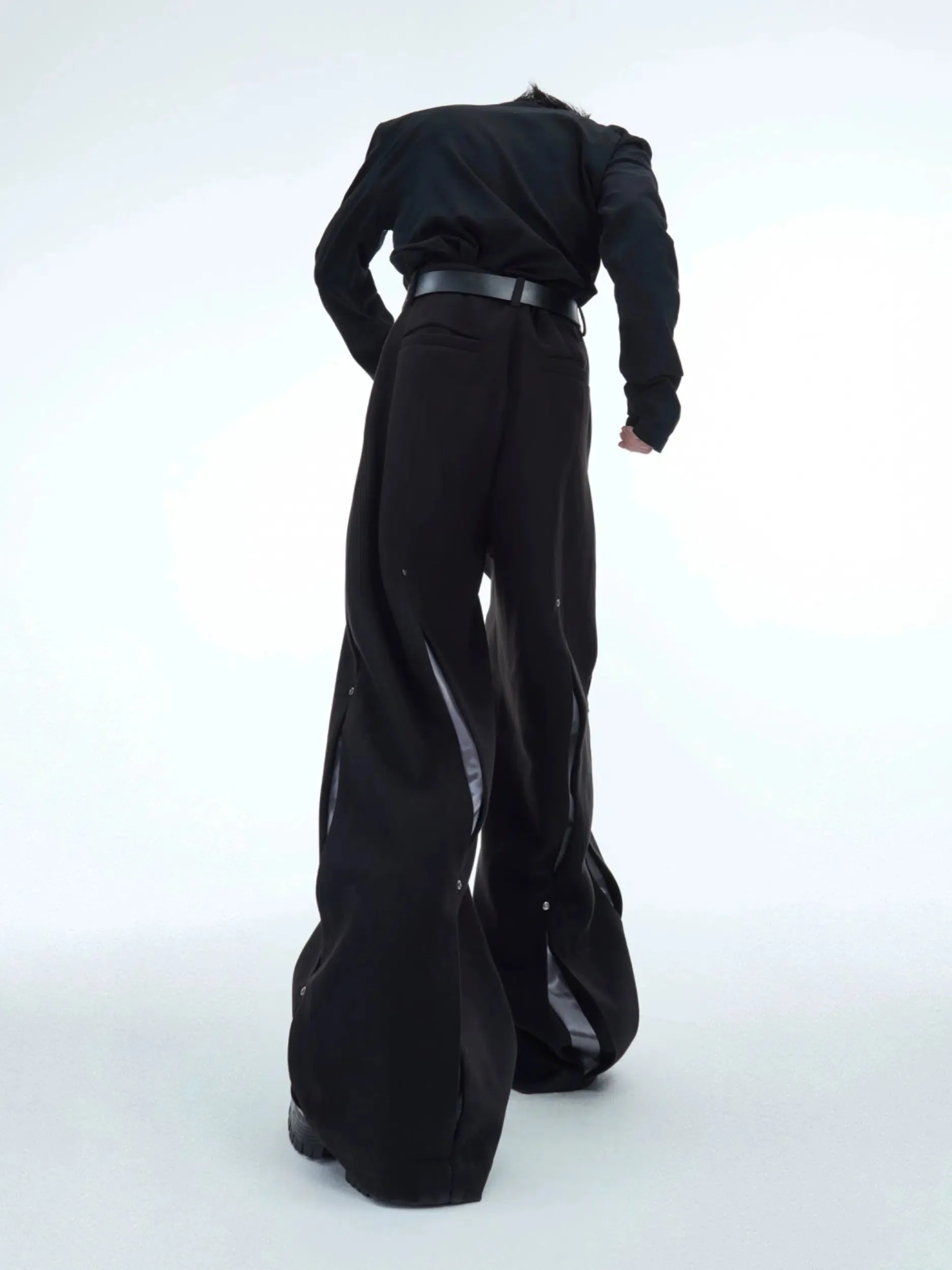 Metal Rivet Wide-leg Pants