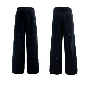 Metal Rivet Wide-leg Pants