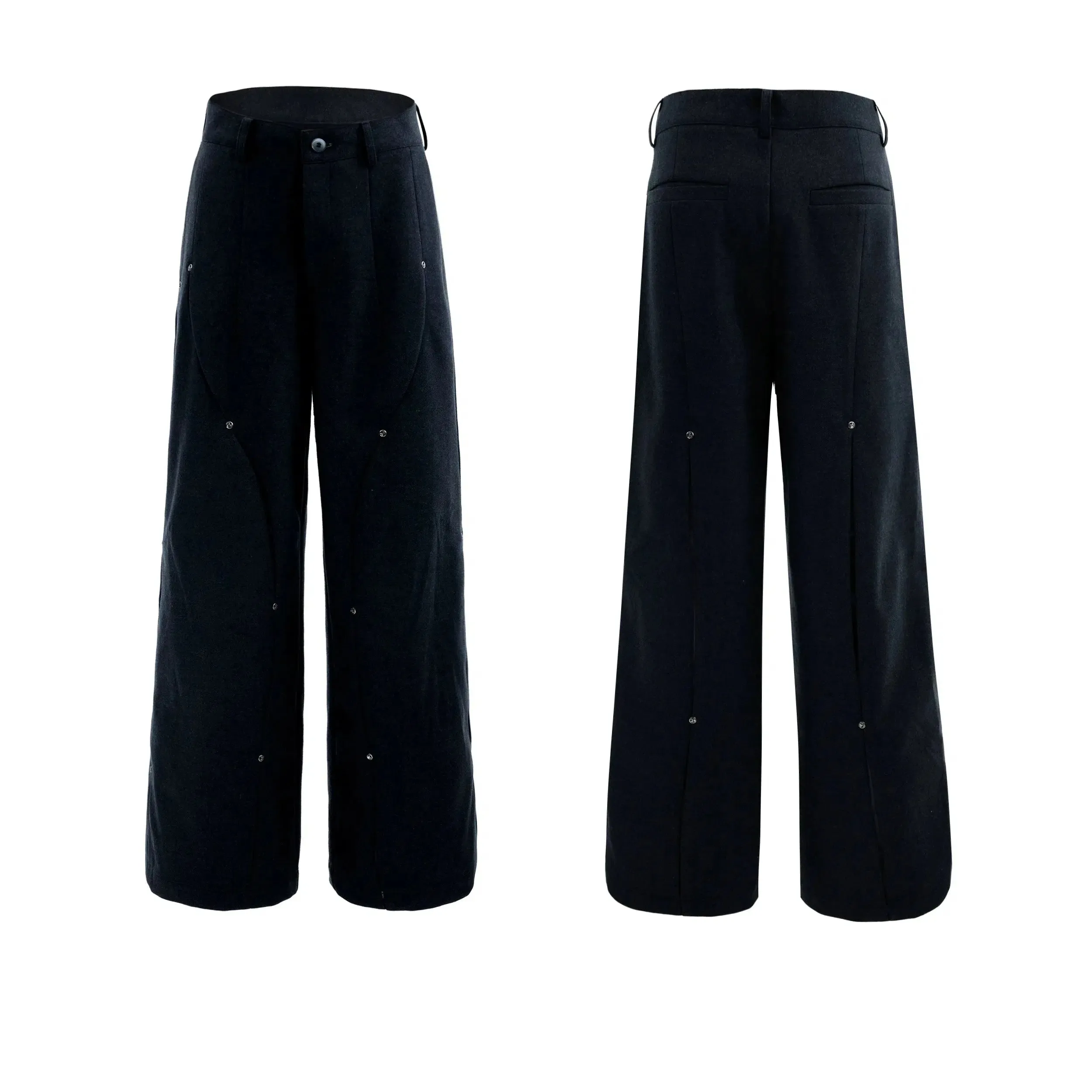 Metal Rivet Wide-leg Pants
