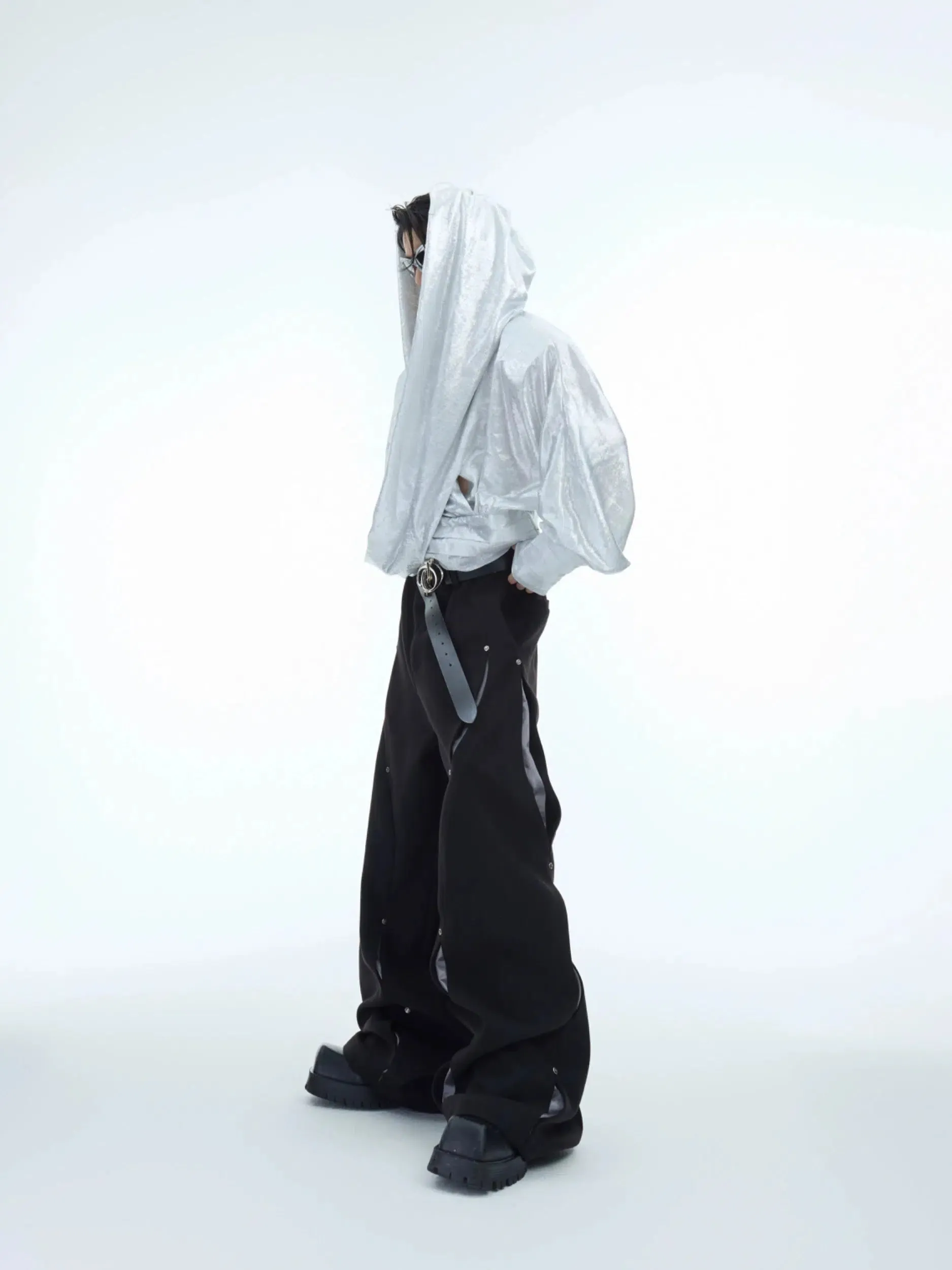 Metal Rivet Wide-leg Pants