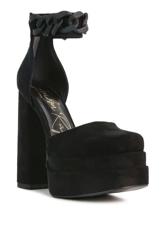 Microfiber Platform High Heel Sandals / Shoes