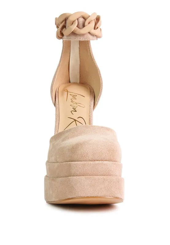 Microfiber Platform High Heel Sandals / Shoes
