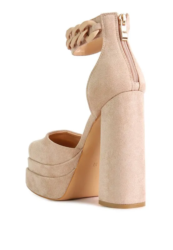 Microfiber Platform High Heel Sandals / Shoes