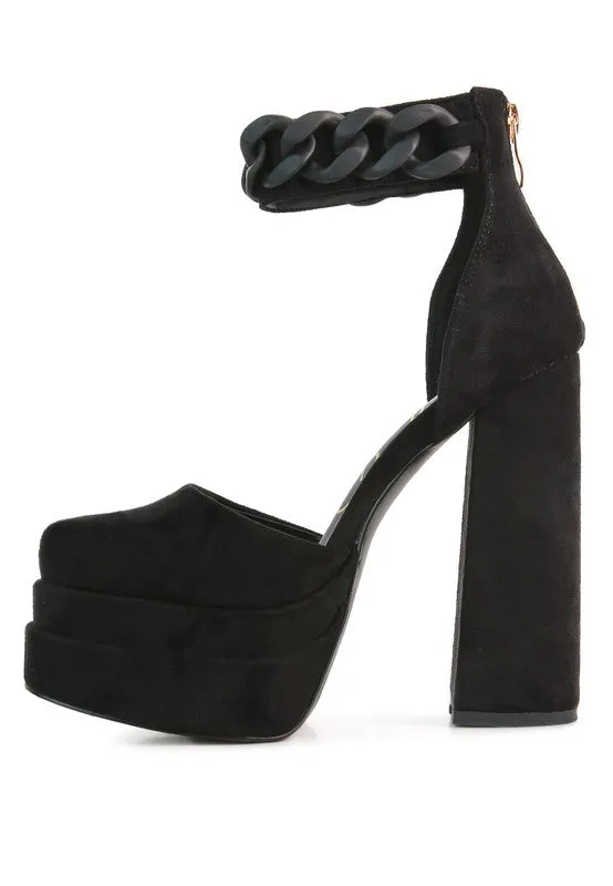 Microfiber Platform High Heel Sandals / Shoes