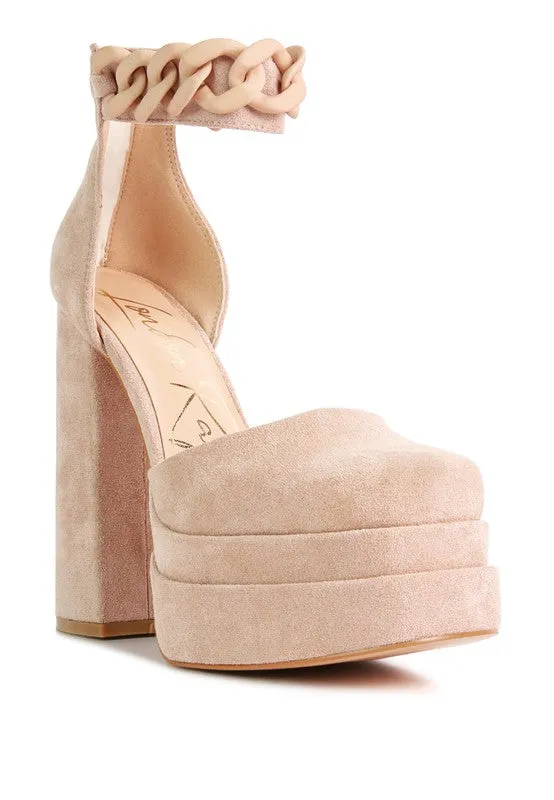 Microfiber Platform High Heel Sandals / Shoes