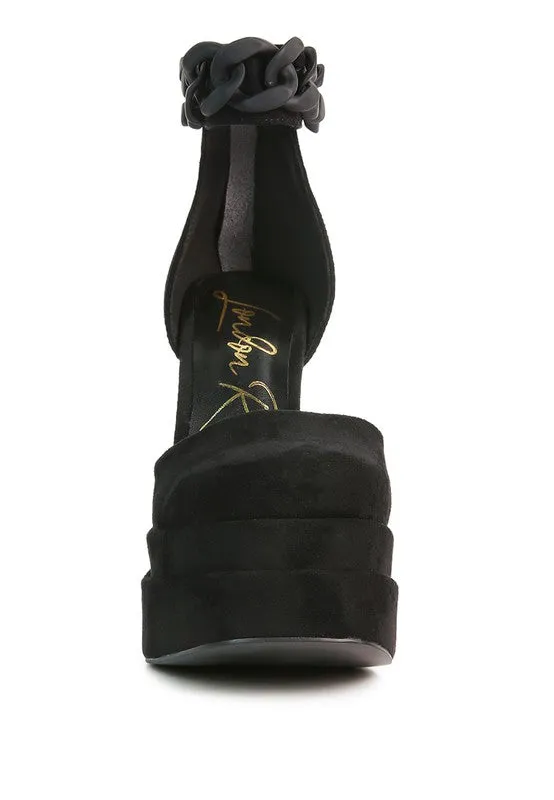 Microfiber Platform High Heel Sandals / Shoes