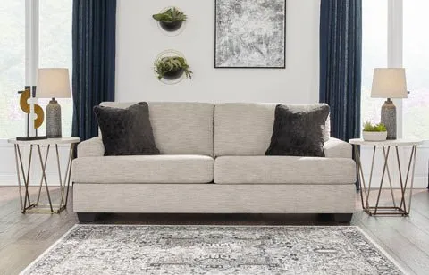 Mid-Century Modern Platform Sofa in Pebble