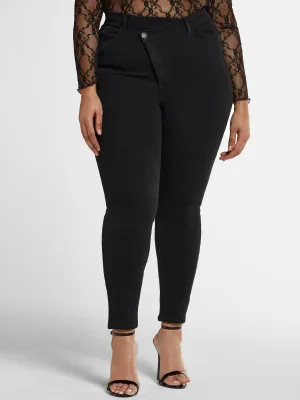 Mid-Rise Crossover Waistband Skinny Jeans