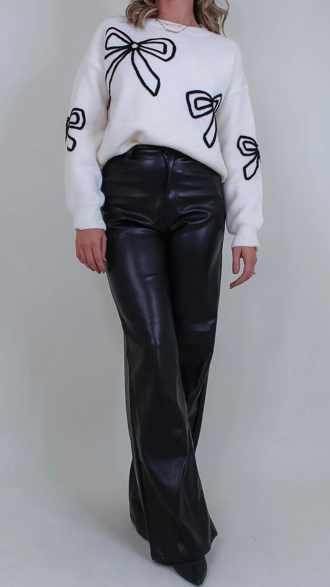 Milani Black Leather Flare Pants