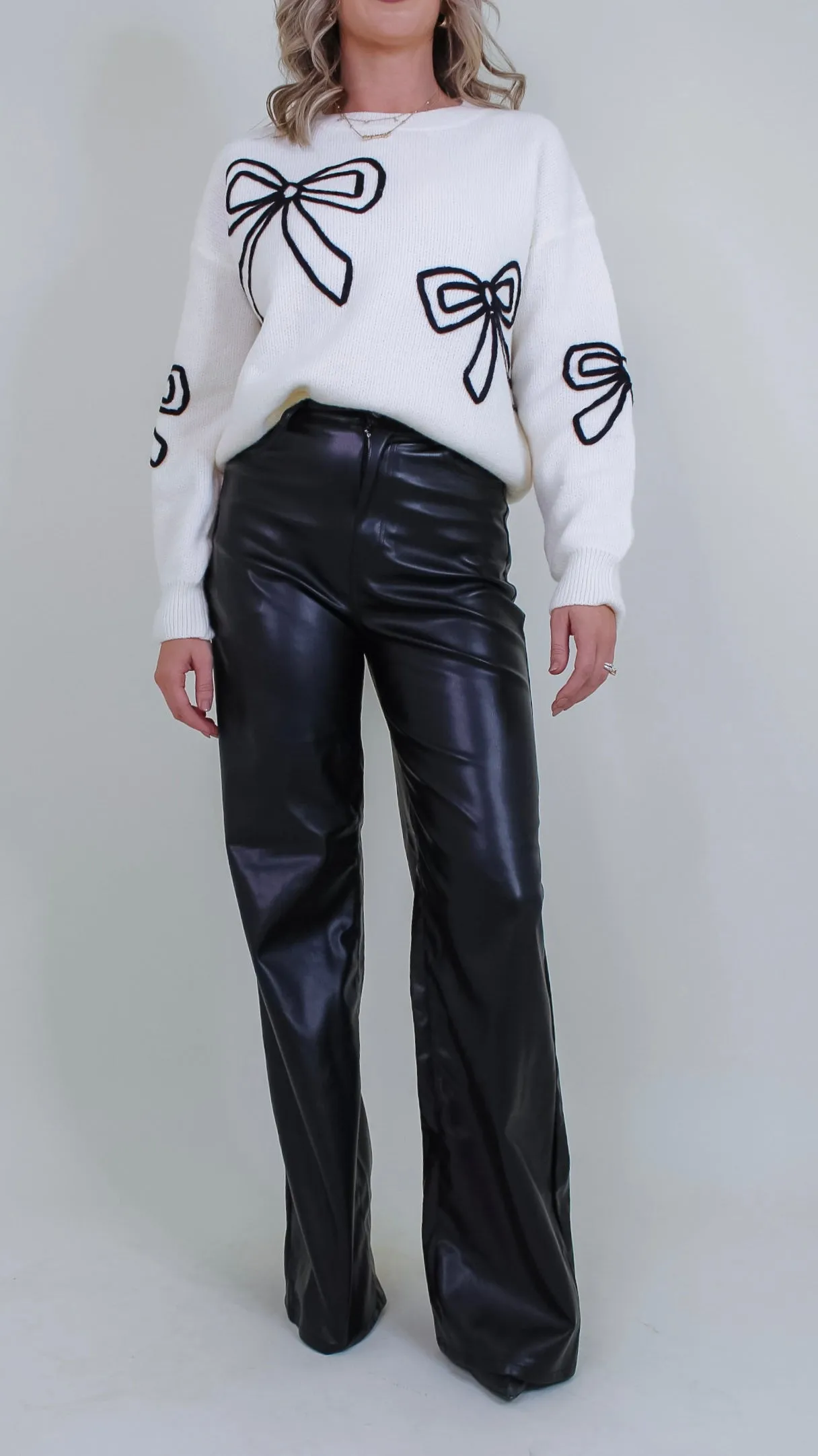 Milani Black Leather Flare Pants