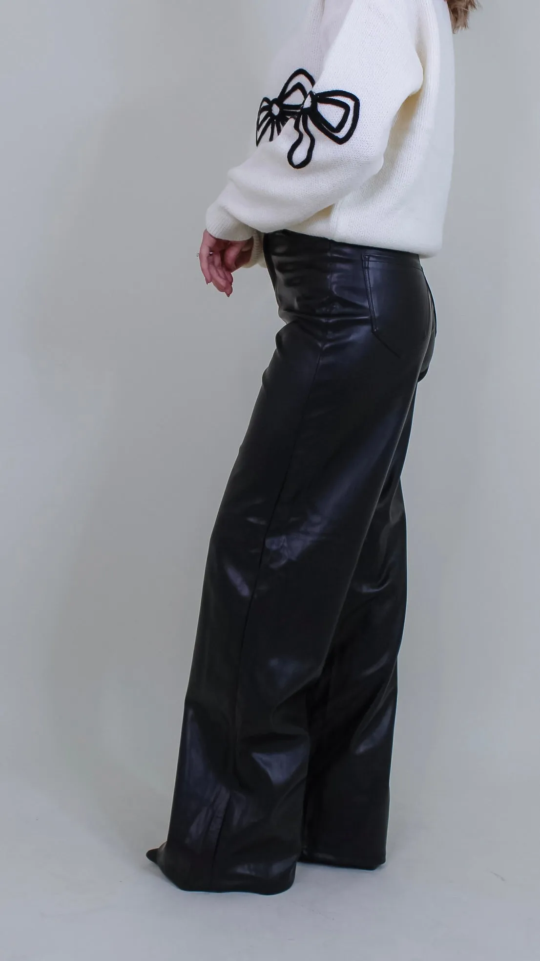 Milani Black Leather Flare Pants