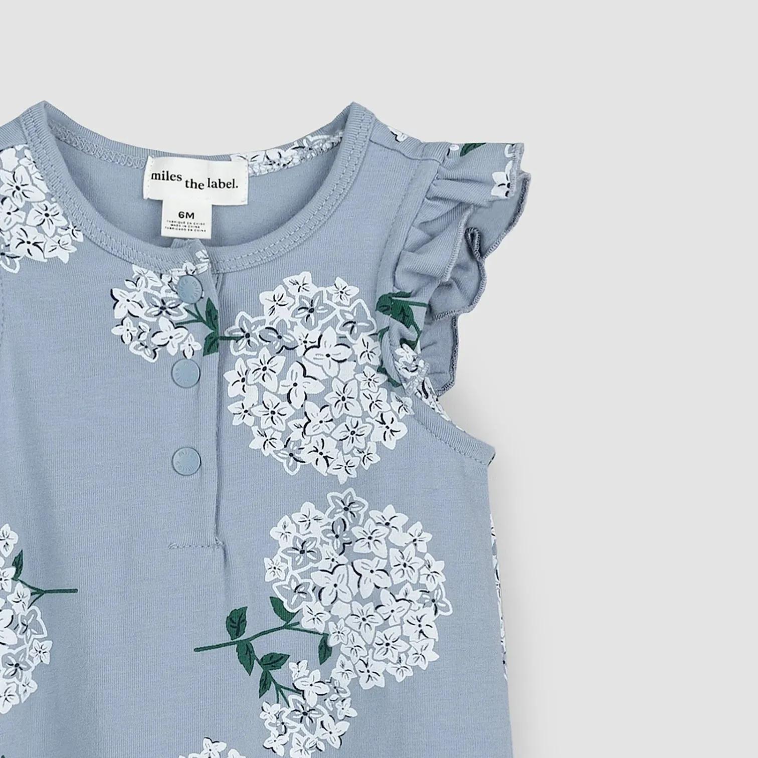 Miles The Label - Hydrangea Print on Ashley Blue Sleeveless Romper
