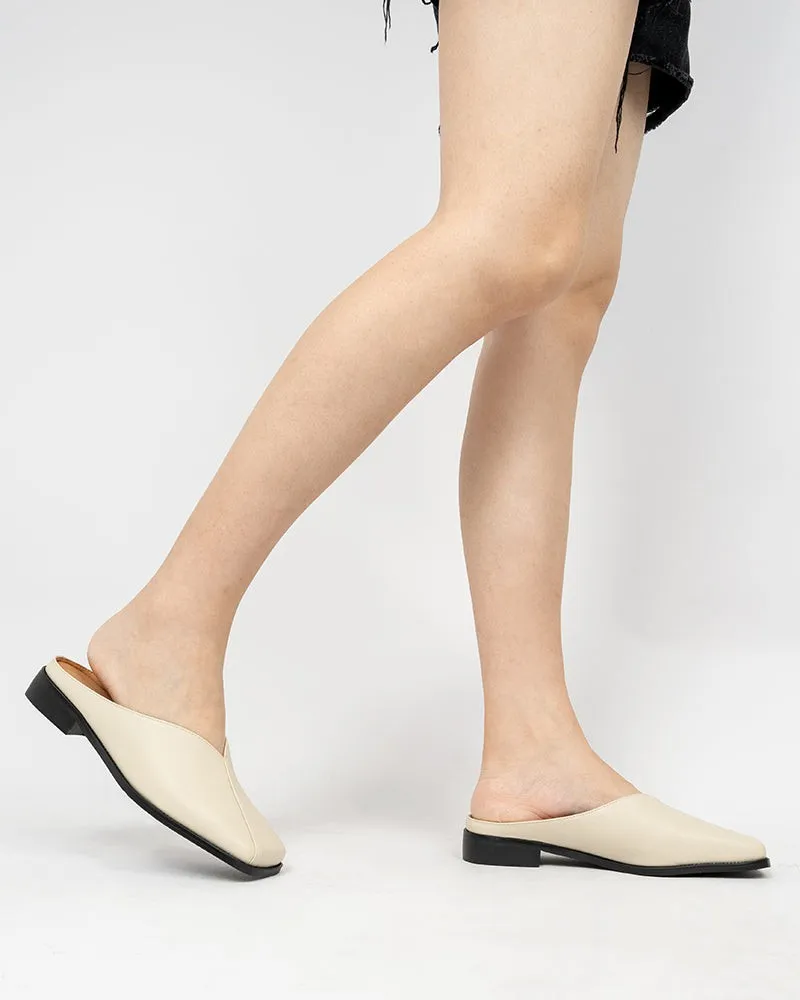 Minimalist Square Toe Flat Mules