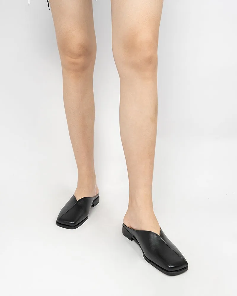Minimalist Square Toe Flat Mules