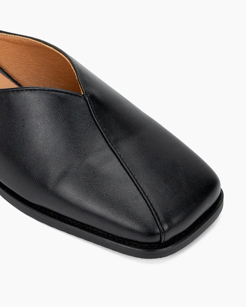 Minimalist Square Toe Flat Mules