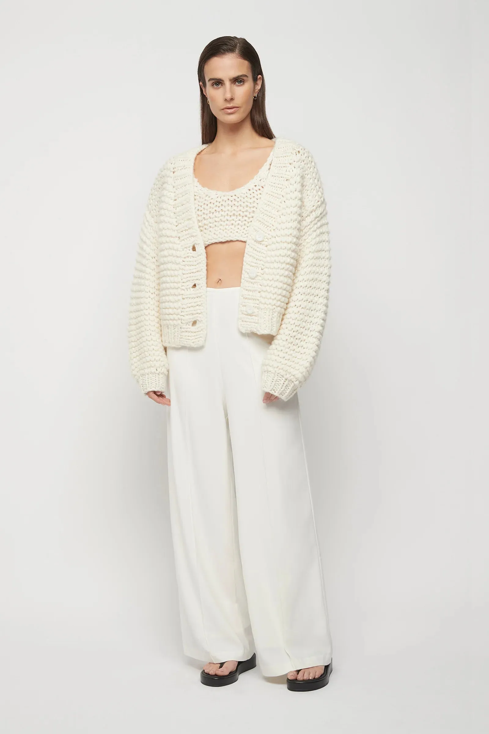 MITFORD HANDMADE KNIT CARDIGAN | WINTER WHITE