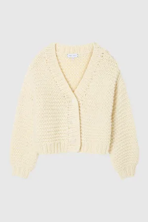 MITFORD HANDMADE KNIT CARDIGAN | WINTER WHITE