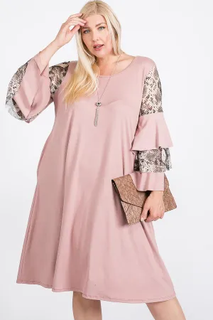 Mixed Ruffle Sleeve With Hidden Pocket A Line Dress