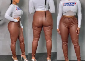 MOCHA COATED SUPER STRETCH JEANS! PLUS SIZES!