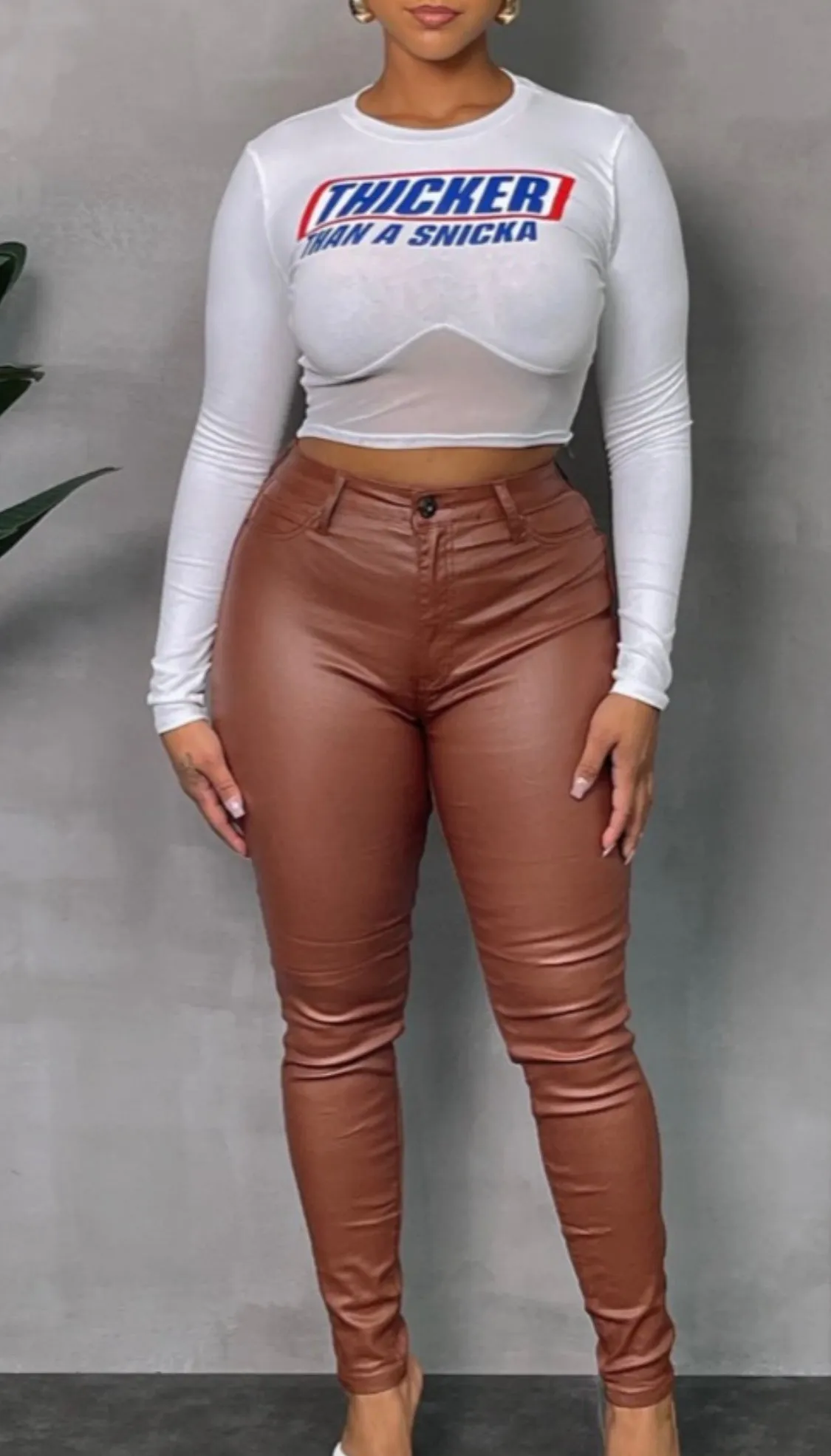 MOCHA COATED SUPER STRETCH JEANS! PLUS SIZES!