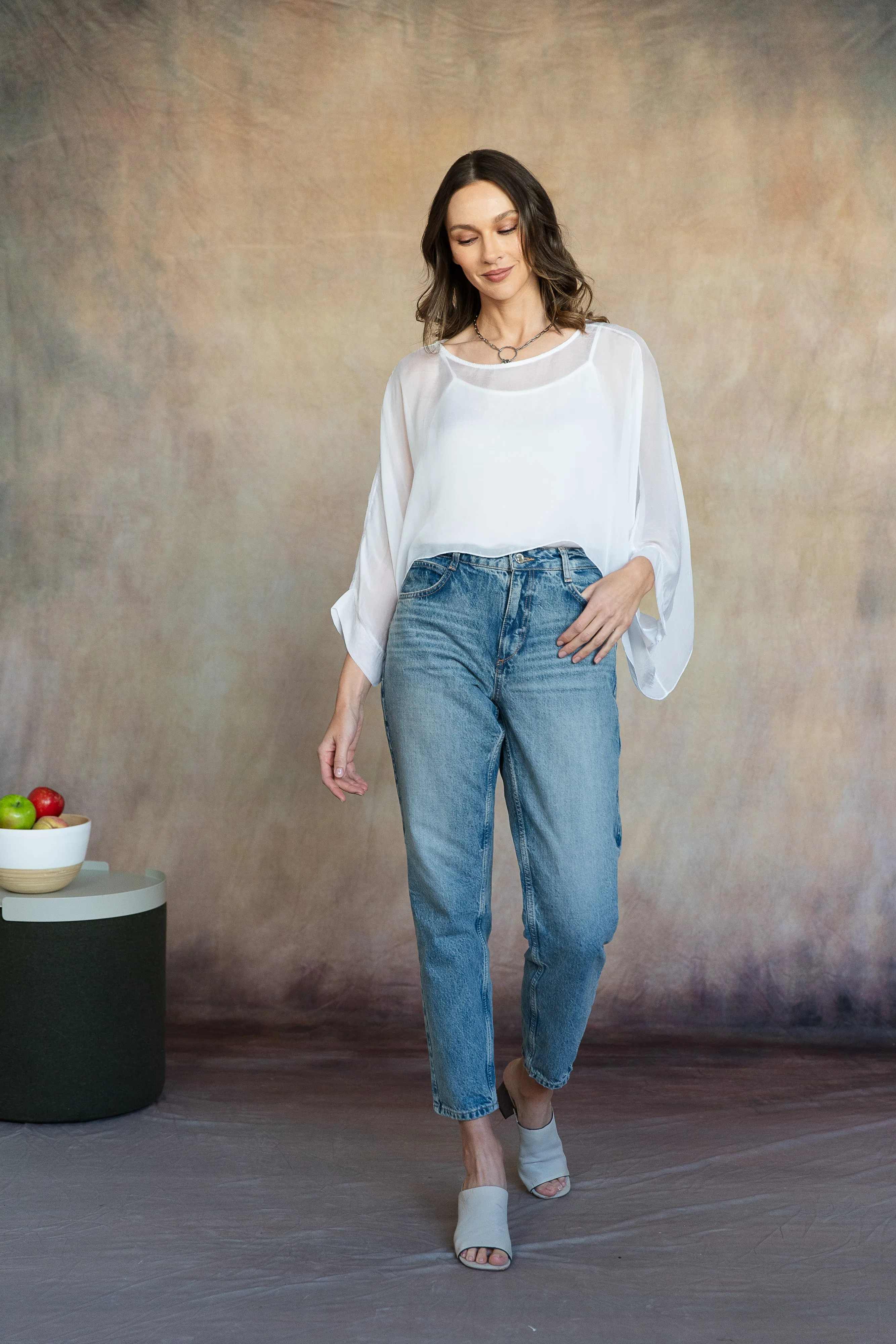 Mona Silk Topper (White)