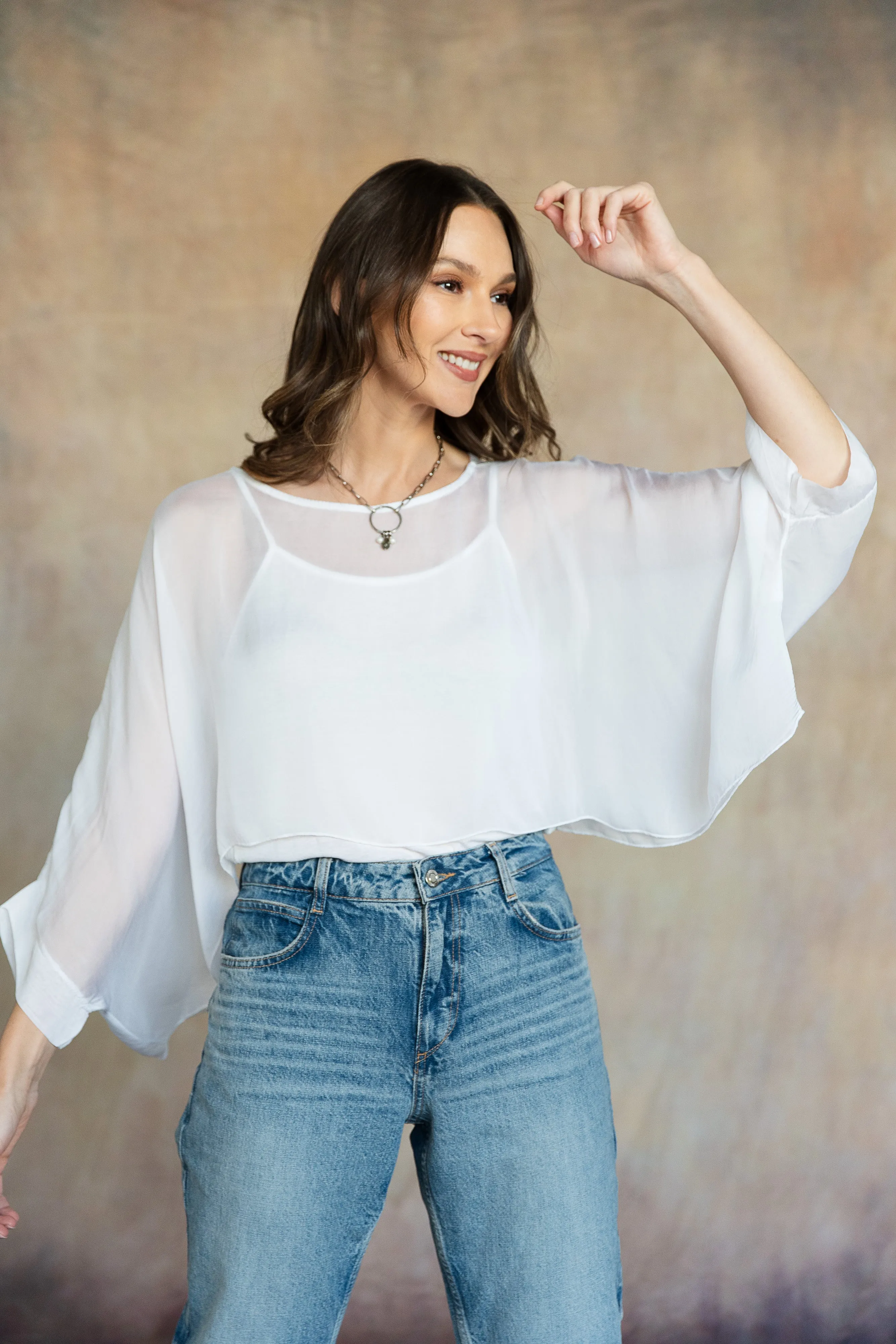 Mona Silk Topper (White)