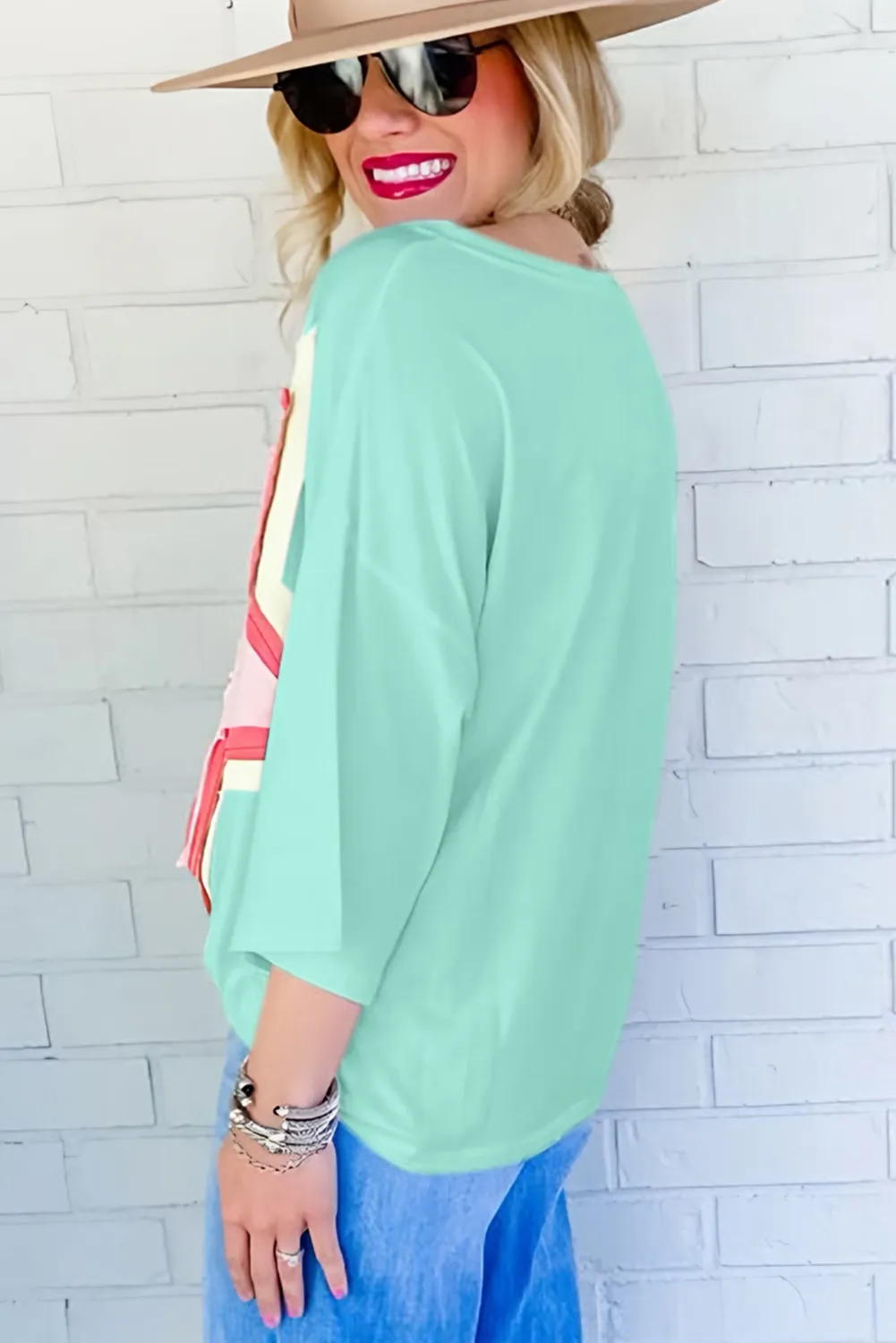Moonlight Jade Colorblock Star Patch Plus Size Tunic