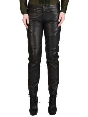 Motorcycle Straight-Fit Leather Pants
