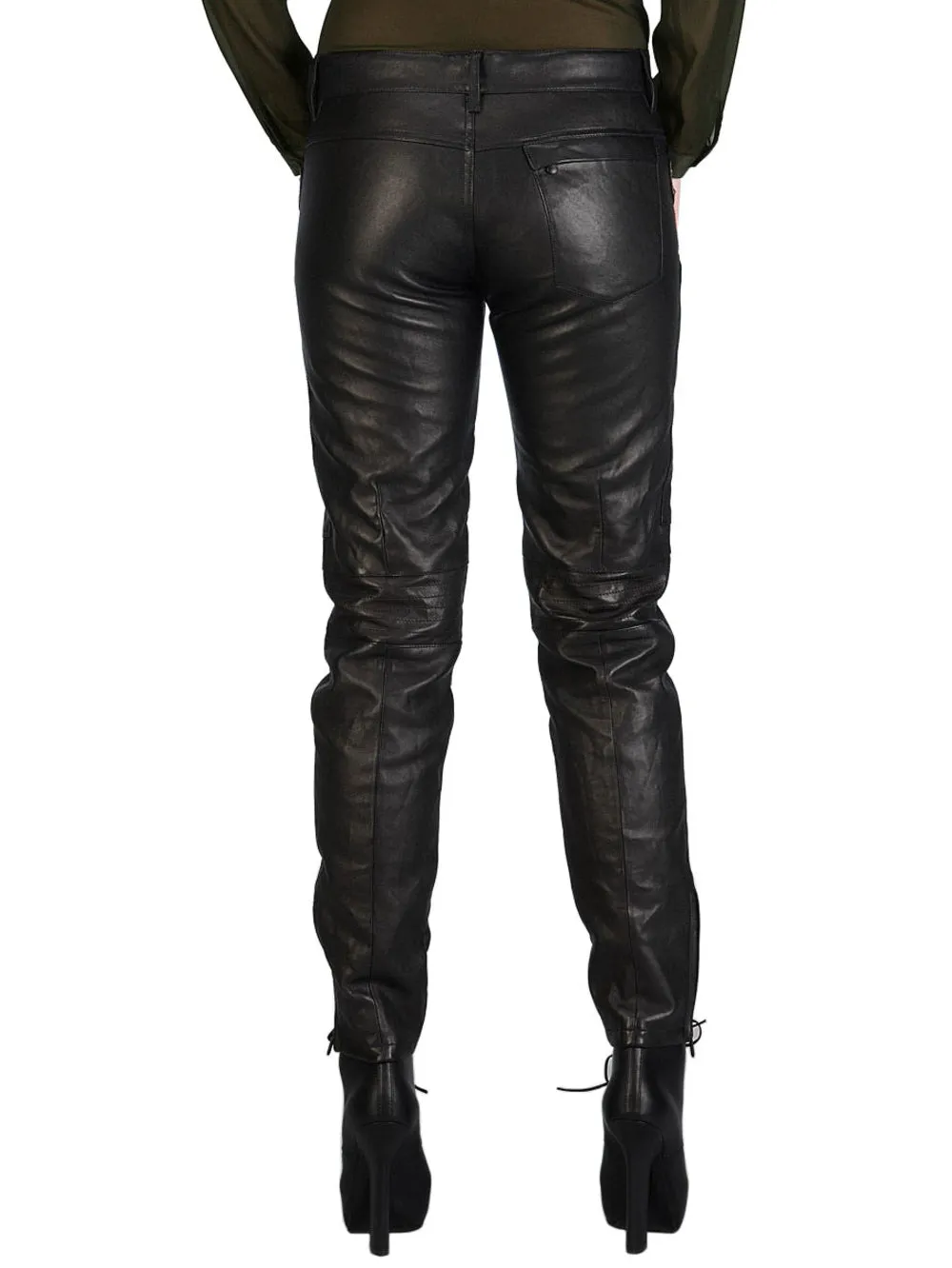 Motorcycle Straight-Fit Leather Pants